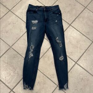 Express size 4 skinny ankle high waisted distressed Blue Jeans